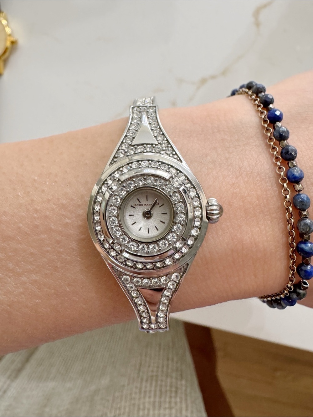BCBGMaxAzria Silver Crystal Accent Women's Watch